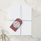 Mikitez roodwitte candycane Christmaspattern Cadeaulabel (Met Touw)