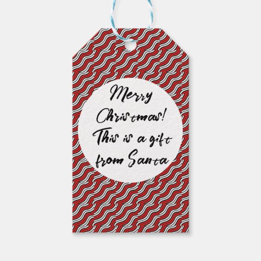 Mikitez roodwitte candycane Christmaspattern Cadeaulabel (Voorkant)