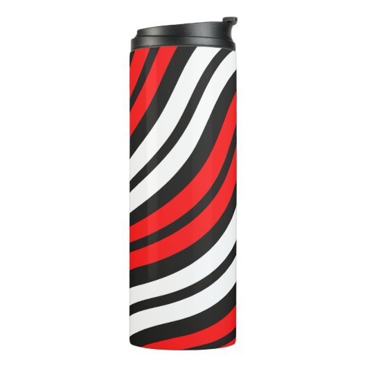 Mikitez roodwitte candycane Christmaspattern Thermosbeker (Gedraaid links)