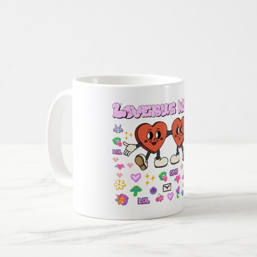 Mikitiez aangepaste valentijn grappige lovebug sof koffiemok (Voorkant links)