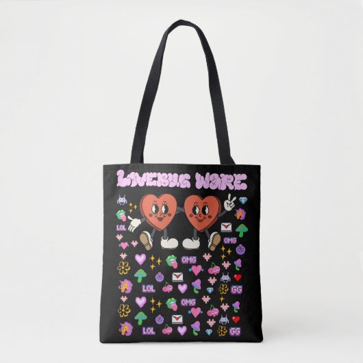 Mikitiez aangepaste valentijn grappige lovebug sof tote bag (Voorkant)