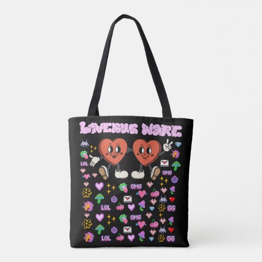 Mikitiez aangepaste valentijn grappige lovebug sof tote bag (Achterkant)