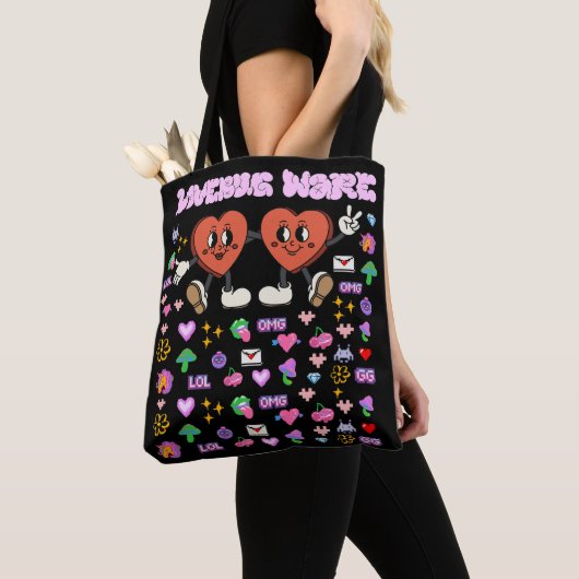 Mikitiez aangepaste valentijn grappige lovebug sof tote bag (Dichtbij)
