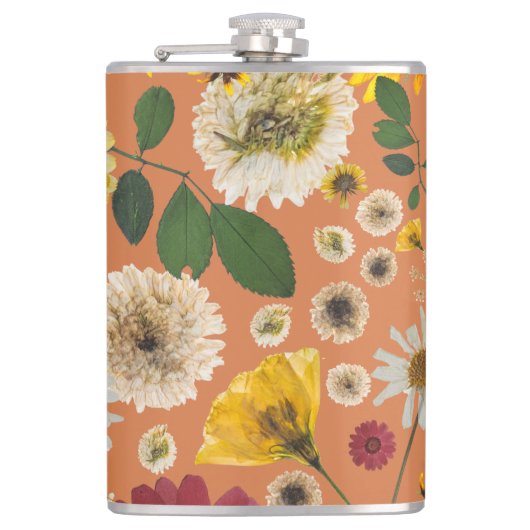 Mikitiez aarddag natuur zelfliefhebber roos bloem heupfles (Voorkant)