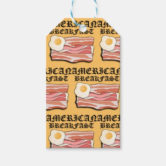Mikitiez amerikaans ontbijt spek ei juli picknick cadeaulabel (Voorkant)