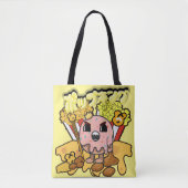 Mikitiez anime popcornking kaas karamel grappig tote bag (Voorkant)