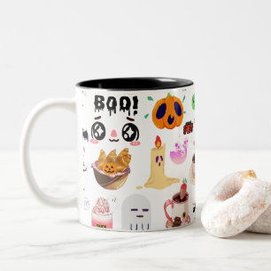 Mikitiez anime schattige koffie halloween croissan tweekleurige koffiemok