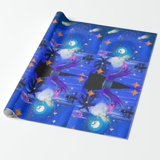 Mikitiez aquarius galaxy zomergloed cadeaupapier (Uitgerold)