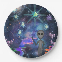 Mikitiez aquarius galaxy zomergloed papieren bordje