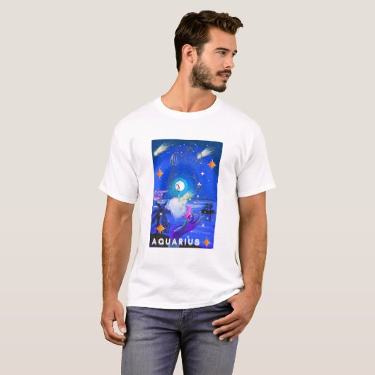Mikitiez aquarius galaxy zomergloed t-shirt (Voorkant volledig)