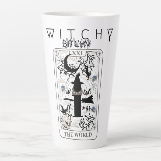 Mikitiez basic heks tovenaar tarotcard zwart latte mok (Voorkant)