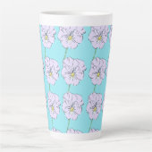 Mikitiez blauw klein wit bloemmotief latte mok (Voorkant)