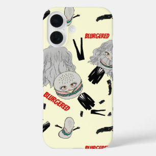 Mikitiez blonde haarvlek roze blauw pak stropdas iPhone 16 hoesje