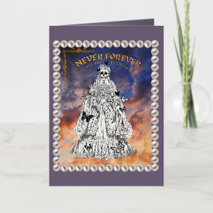 Mikitiez bruid witte schedel skelet halloween folie wenskaart