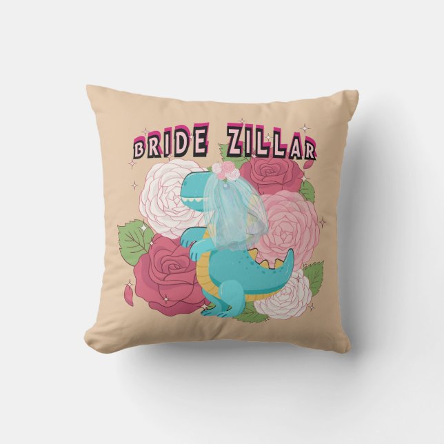 Mikitiez dinosaurus bruid bruiloft team kussen (Voorkant)