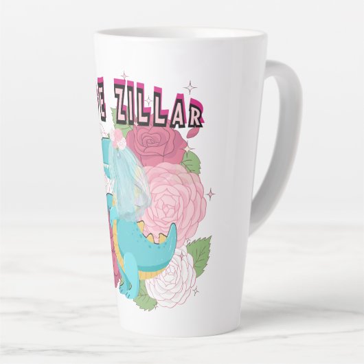 Mikitiez dinosaurus bruid bruiloft team latte mok (Rechterhoek)