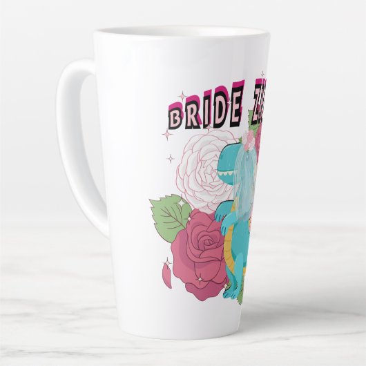 Mikitiez dinosaurus bruid bruiloft team latte mok (Linkerhoek)