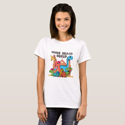 Mikitiez dinosaurus bruid bruiloft team t-shirt (Voorkant volledig)
