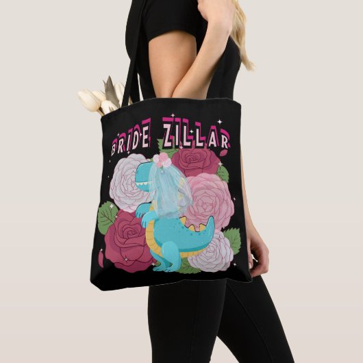 Mikitiez dinosaurus bruid bruiloft team tote bag (Dichtbij)