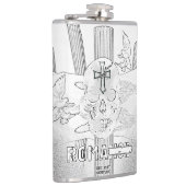 Mikitiez dromer schedel tatto regenboog roos rock heupfles (Rechts)