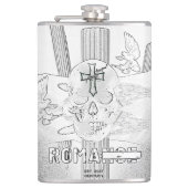 Mikitiez dromer schedel tatto regenboog roos rock heupfles (Voorkant)