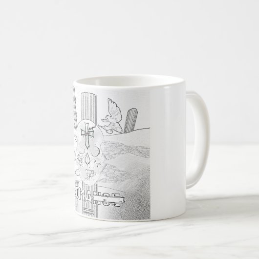 Mikitiez dromer schedel tatto regenboog roos rock koffiemok (Voorkant rechts)