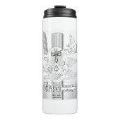 Mikitiez dromer schedel tatto regenboog roos rock thermosbeker (Voorkant)