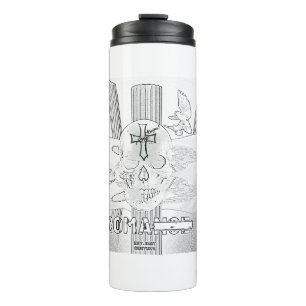 Mikitiez dromer schedel tatto regenboog roos rock thermosbeker