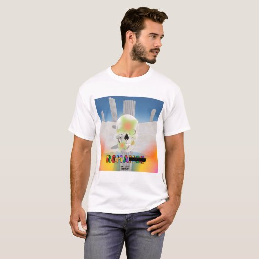 Mikitiez dromer schedel tatto regenboog roos stran t-shirt (Voorkant volledig)
