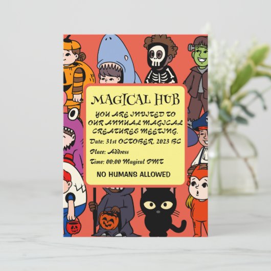 Mikitiez fee haai wizard grimreaper frankenstei kaart (Staand voorkant)