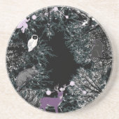 Mikitiez fee magische boom bos uil mol zandsteen onderzetter (Voorkant)