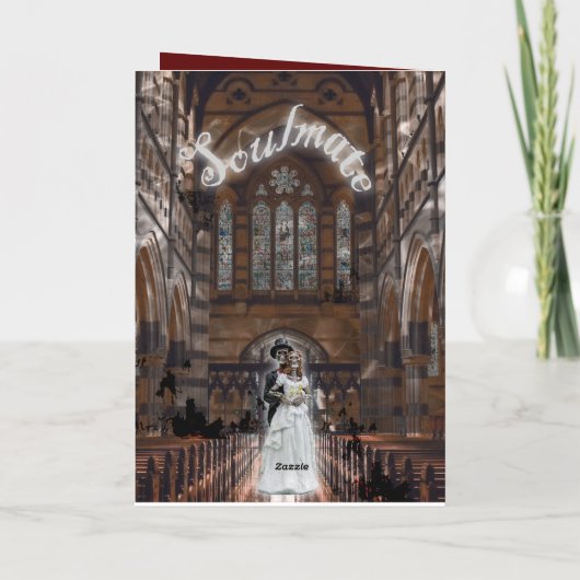 Mikitiez gothic halloween bruiloft soulmate  folie wenskaart (Achterkant)