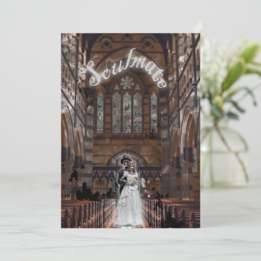 Mikitiez gothic halloween bruiloft soulmate kaart (Staand voorkant)