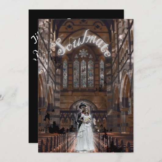 Mikitiez gothic halloween bruiloft soulmate kaart (Voorkant / Achterkant)