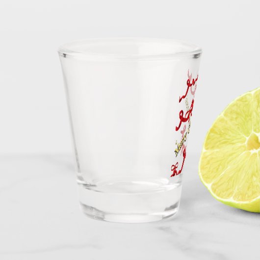 Mikitiez gothmas ribbon redwhite candycane x'mas shot glas (Links)