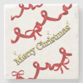 Mikitiez gothmas ribbon redwhite candycane x'mas stenen onderzetter (Voorkant)