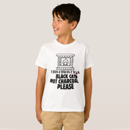 Mikitiez grappige zwarte kat kerst houtskool kerst t-shirt