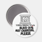 Mikitiez grappige zwarte kat kerst houtskool sint magneet (Voorkant / Achterkant)