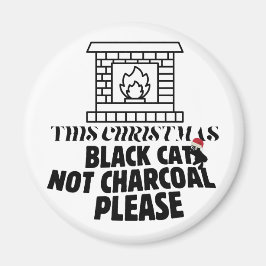 Mikitiez grappige zwarte kat kerst houtskool sint magneet