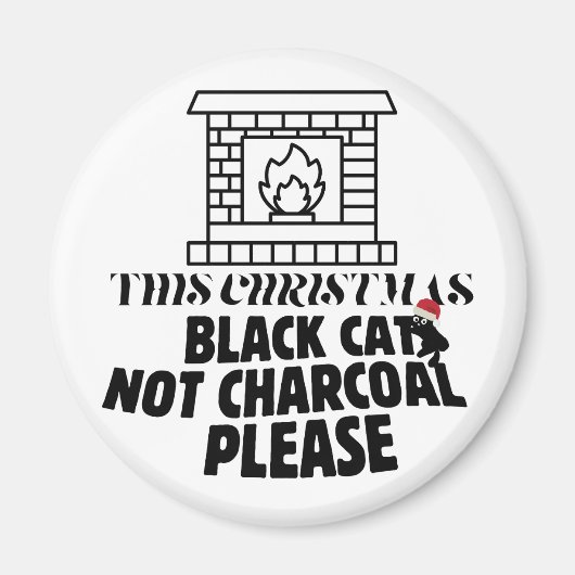 Mikitiez grappige zwarte kat kerst houtskool sint magneet (Voorkant)