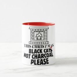 Mikitiez grappige zwarte kat kerst houtskool sint  mok