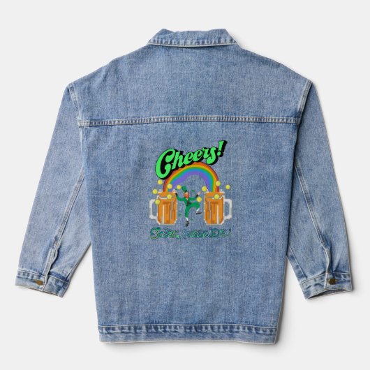 Mikitiez groen geluk Saint Patrick's Day Ierse bie Denim Jacket (Achterkant)