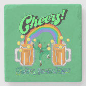 Mikitiez groen geluk Saint Patrick's Day Ierse bie Stenen Onderzetter (Voorkant)
