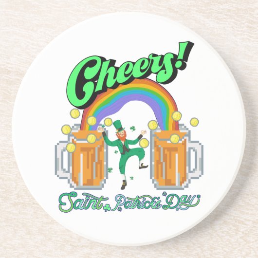 Mikitiez groen geluk Saint Patrick's Day Ierse bie Zandsteen Onderzetter (Voorkant)