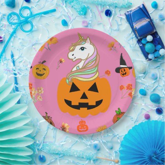Mikitiez halloween eenhoorn spooky oktober herfst papieren bordje (Feest)