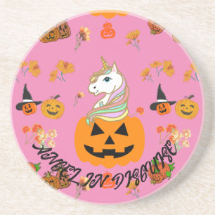 Mikitiez halloween eenhoorn spooky oktober herfst zandsteen onderzetter