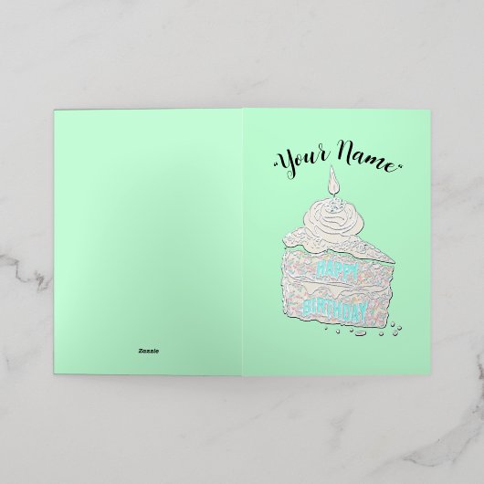 Mikitiez HappyBirthday cakesseason sprenkelballon Folie Wenskaart (Buiten Laag)