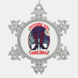 Mikitiez heks magische heilige kerstnacht kerstman tin sneeuwvlok ornament