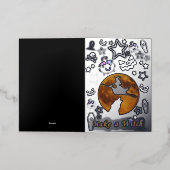 Mikitiez heks wizard halloween fullmoon folie wenskaart (Buiten Laag)