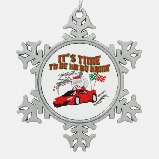 Mikitiez ho ho ho santaclaus slee naar huis tin sneeuwvlok ornament (Voorkant)